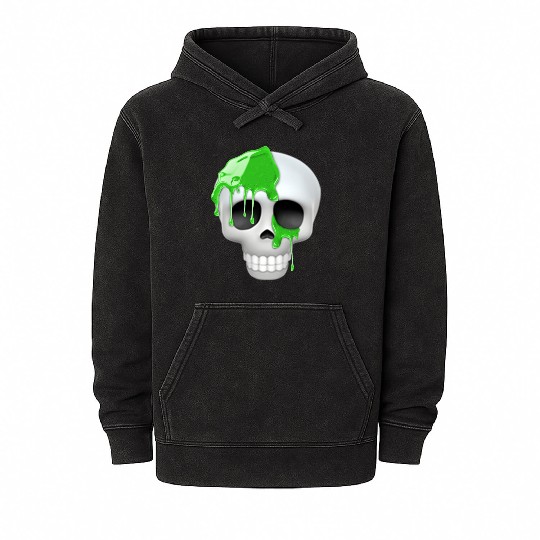 skull toxic emoticon Mineral Wash Hoodies