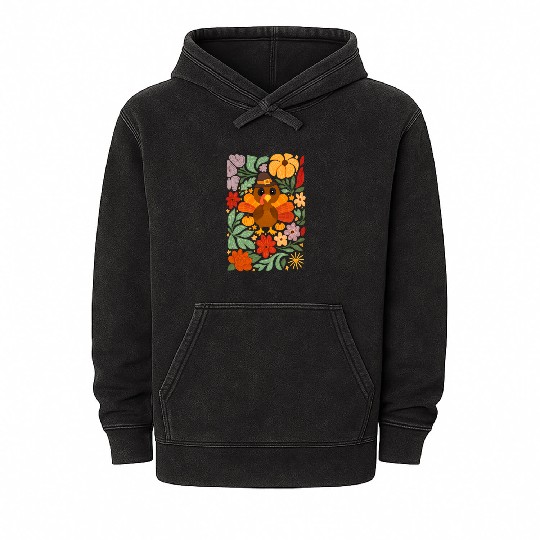 Festive Harvest Thanksgiving Turkey Mineral Wash Hoodies