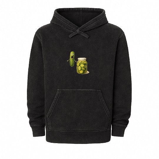 Whimsical Pickle Cucumber Character Mineral Wash Hoodies