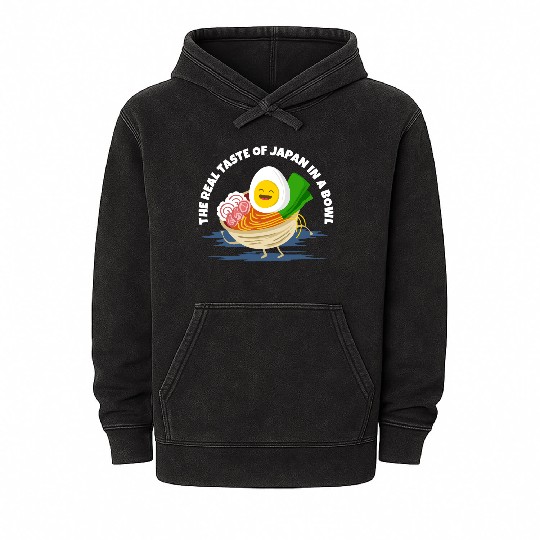 Cute Ramen Bowl with Smiling Egg Mineral Wash Hoodies