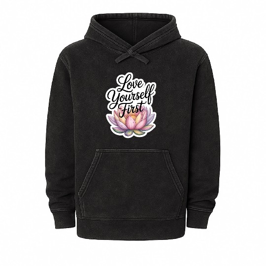 Inspirational Lotus Floral Affirmation Mineral Wash Hoodies