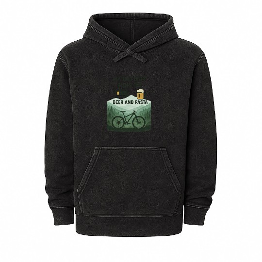 Battery Icon with Beer and Pasta Theme Mineral Wash Hoodies