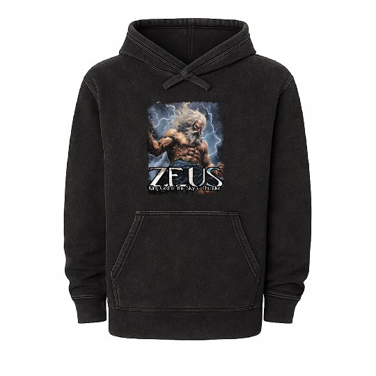 Zeus Thunder God Mineral Wash Hoodies