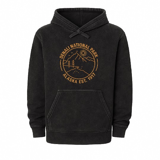 Denali Mountain Alaska National Park Mineral Wash Hoodies