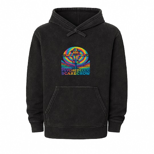 Psychedelic Scarecrow Trippy EDM Rave Festival Mineral Wash Hoodies