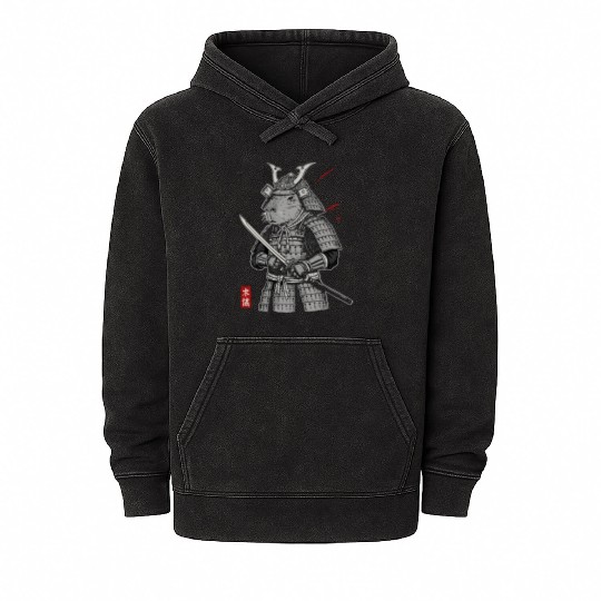 Samurai Otter in Armor Mineral Wash Hoodies