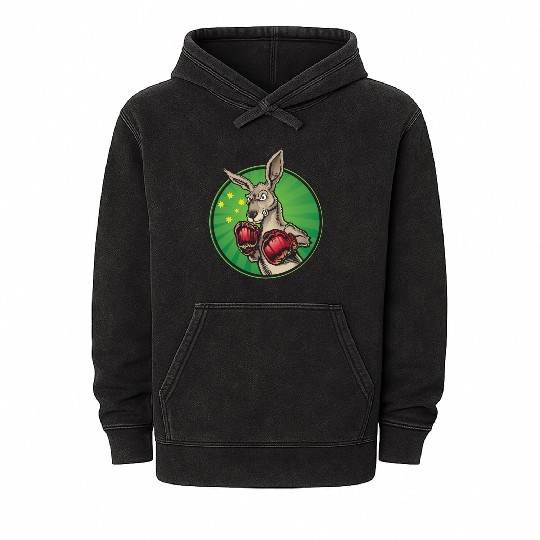 Boxing Kangaroo Mineral Wash Hoodies