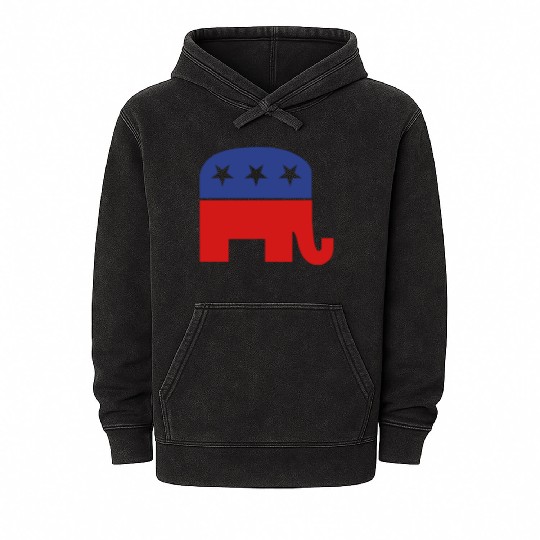 Republican elephant Mineral Wash Hoodies