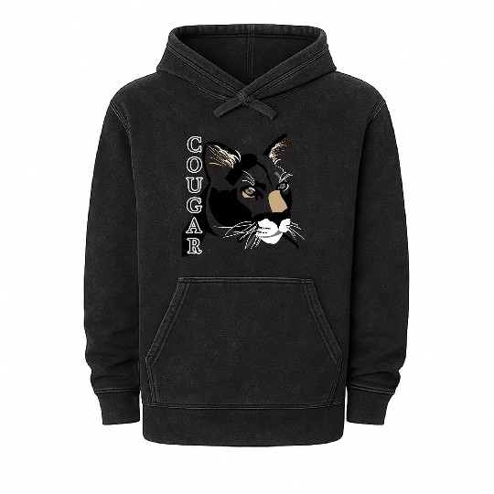 Cougar,Mountain Lion, Puma Mineral Wash Hoodies