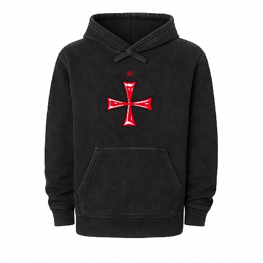 Cross Knights Templar Crusader non nobis domine Mineral Wash Hoodies