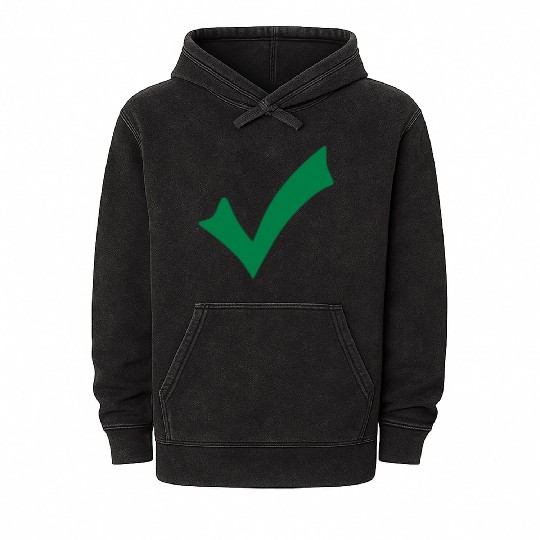 Abstract Green Checkmark Design Mineral Wash Hoodies