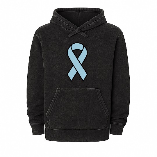 Light Blue Prostate Cancer Ribbon Mineral Wash Hoodies