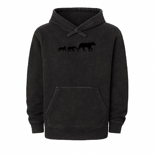 Lioness and lion cubs Mineral Wash Hoodies