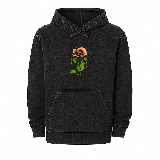 Opium poppy 4 Mineral Wash Hoodies