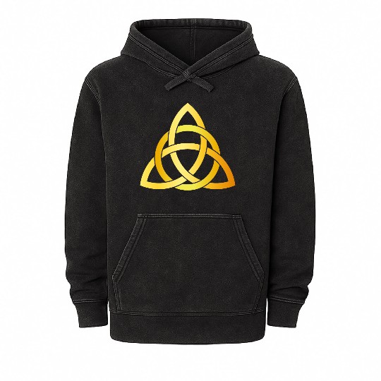 Original Triquetra circle celtic knot gold Mineral Wash Hoodies
