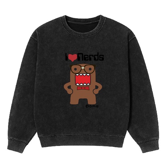 Domo Kun I Love Nerds Grunge Emo Scene Y2k Amity Affliction Hello Kitty Mineral Wash Sweatshirts