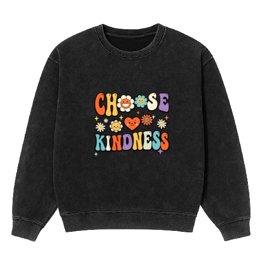 Retro Vintage Choose Kindness Lover Spiritual Mineral Wash Sweatshirts
