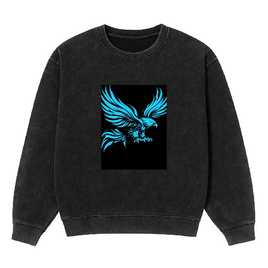 "Blue Tribal Eagle Art Design" Mineral Wash Sweatshirts