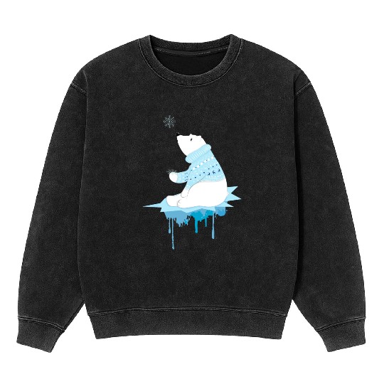 Polar bear with snowflakes Mineral Wash Sweatshirts