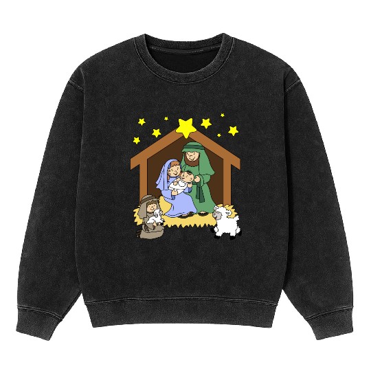 Nativity Scene Mineral Wash Sweatshirts