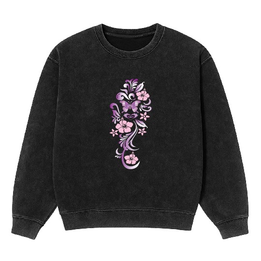 darr butterfly flower des Mineral Wash Sweatshirts