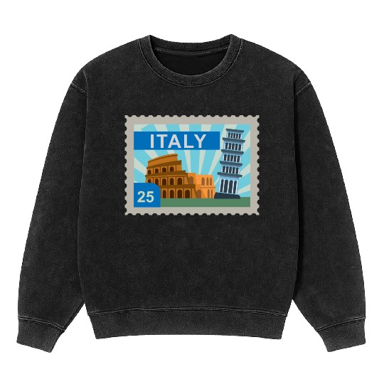 italy post stamp Mineral Wash Sweatshirts