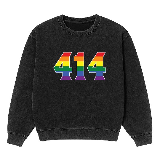 Gay Pride 414 Milwaukee Area Code Mineral Wash Sweatshirts