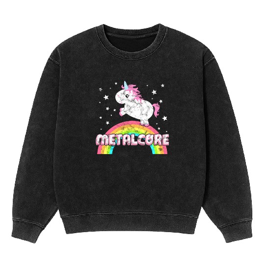 Cute Ironic Metalcore Music Festival Unicorn Mineral Wash Sweatshirts