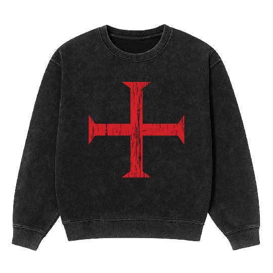 Knights Templar Crusader Cross Mineral Wash Sweatshirts