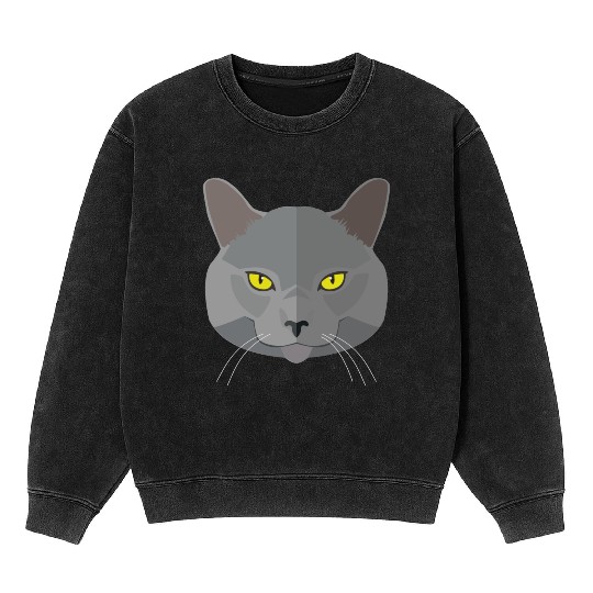 Cat face Mineral Wash Sweatshirts