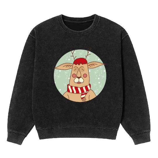 Happy Deer Mineral Wash Sweatshirts