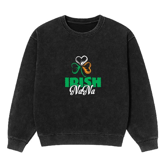 Irish Nana Shamrock Clover - Cute Irish Mineral Wash Sweatshirts