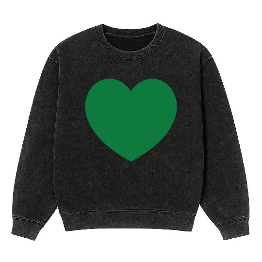 Dark Green Heart Mineral Wash Sweatshirts