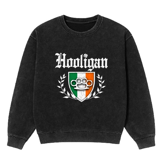 Irish Hooligan Crest vintage distressed look Mineral Wash Sweatshirts