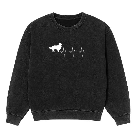 Border Collie Dog Heart Beat Gift Mineral Wash Sweatshirts