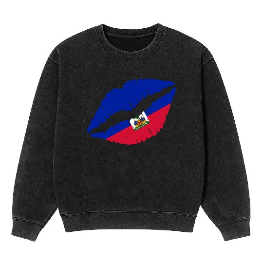 Haiti Kiss Flag Club Soccer Gift Idea Birthday Mineral Wash Sweatshirts