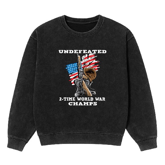 Undefeated World war 2 veteran Mineral Wash Sweatshirts