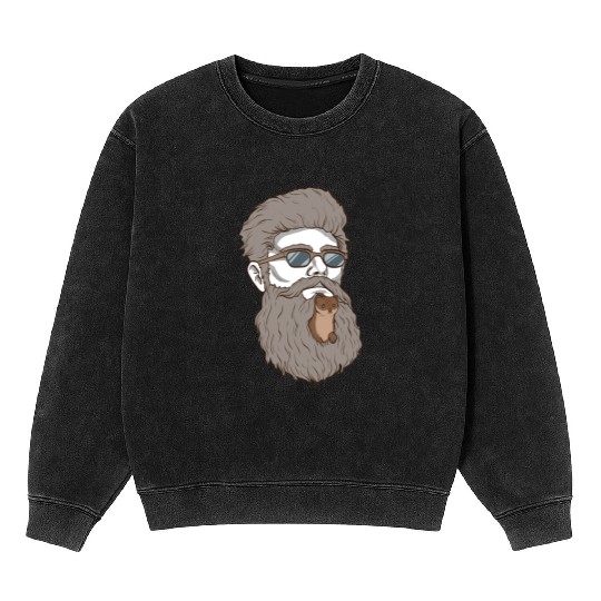 Beard Weasel Funny Beard Design Mineral Wash Sweatshirts
