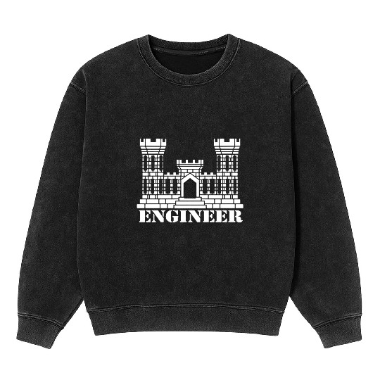 US Army Engineer Branch Insignia Castle Veteran Gr Mineral Wash Sweatshirts