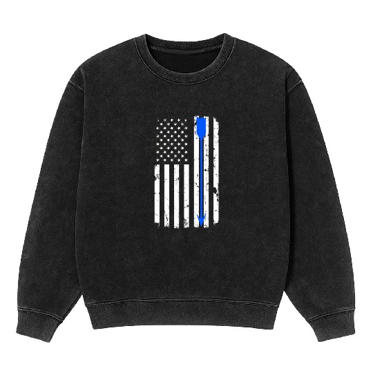 Blue Archery Arrow Distressed American Flag Mineral Wash Sweatshirts