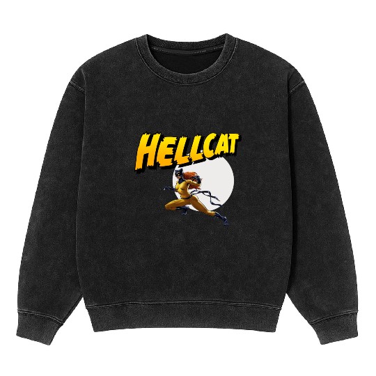 Mens Marvel Hell Cat Hella Cat Hellcat New cat Mineral Wash Sweatshirts