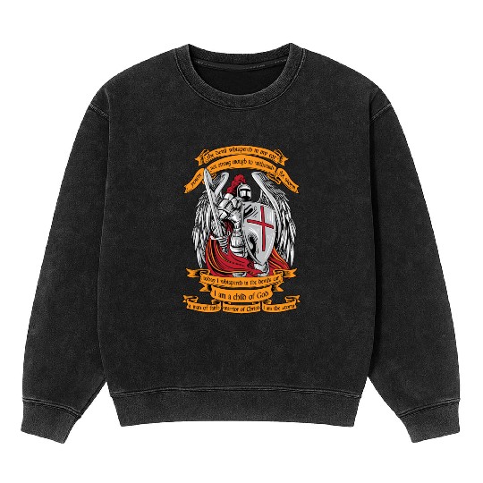 Knight templar I am a child of God Mineral Wash Sweatshirts Halloween