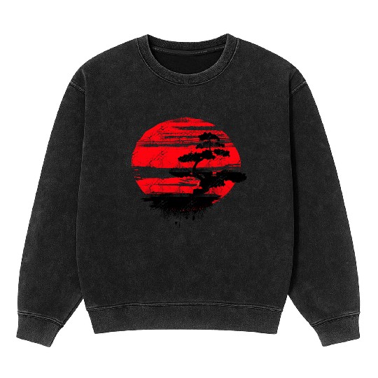Japanese Bonsai Tree Mineral Wash Sweatshirts Graphic Bonsai Lover