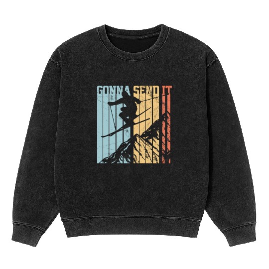 Gonna Send It - Ski Vintage Gift Mineral Wash Sweatshirts