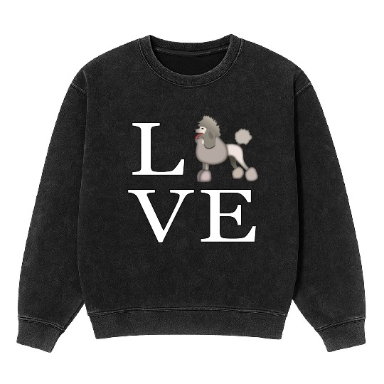Love Dogs Poodle Dog _emoji icon smiley emoticon Mineral Wash Sweatshirts
