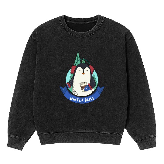 Winter Bliss | Holiday Penguin Mineral Wash Sweatshirts