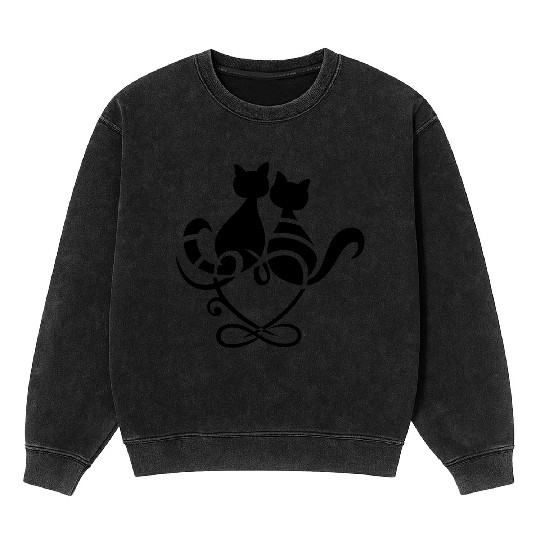 Loving Cats with Heart and Infinity Symbol. Meow. Mineral Wash Sweatshirts