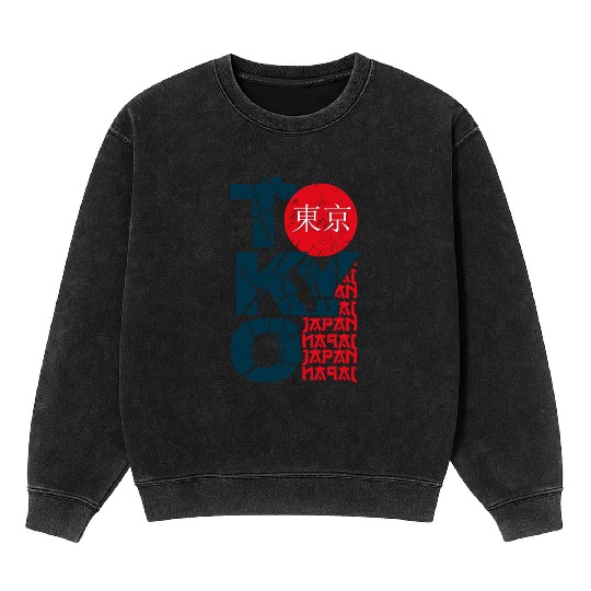 Tokyo japan Mineral Wash Sweatshirts stamp lettering.