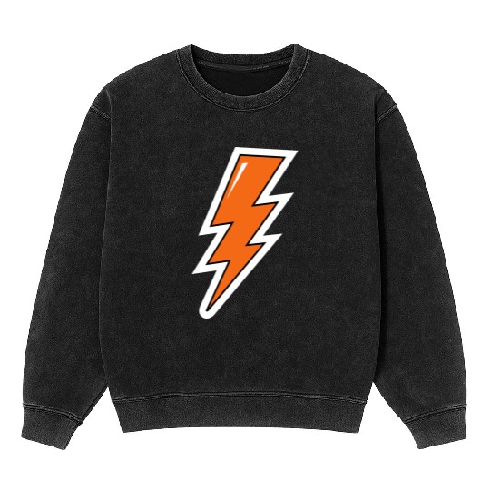 Lightning Bolt, orange lightning, electric Mineral Wash Sweatshirts