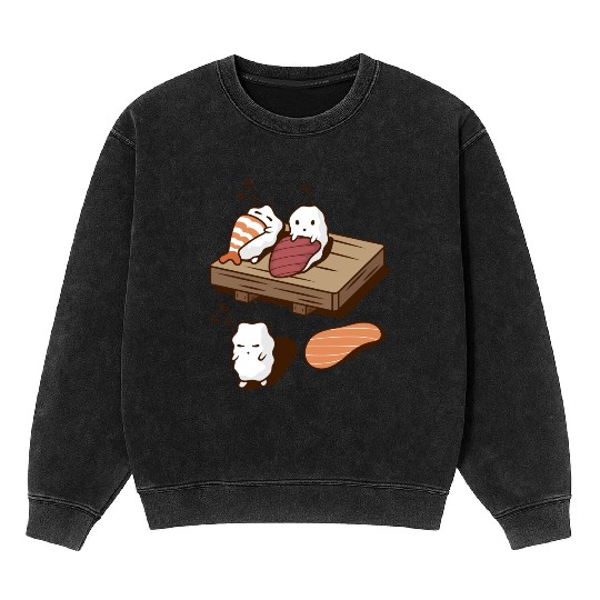 Funny Cute Japanese Food Sushi Mineral Wash Sweatshirts